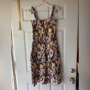 Faithfull The Brand Maya floral linen smocked dress size S